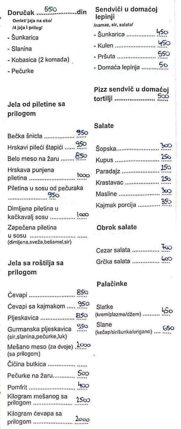 Njam Njam Zrenjanin jelovnik restorana